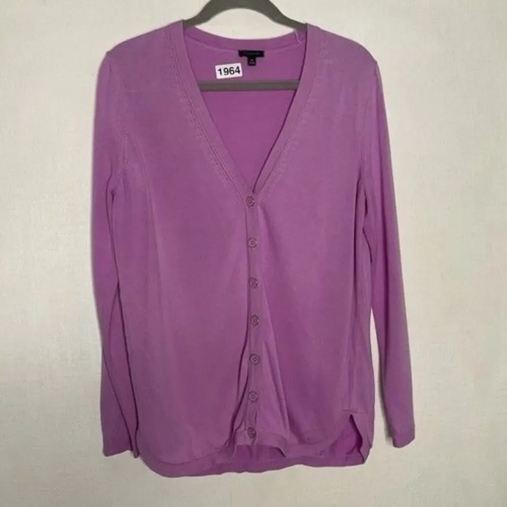 Talbots Girlfriend Button Front Chic Modern Cardigan Women Size Medium Raspberry